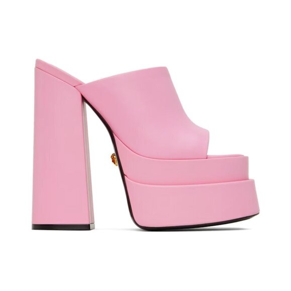 VERSACE Aevitas Platform Mules / Sandals– Candy Pink – Size: 38.5 / 8.5 NIB - Picture 1 of 5
